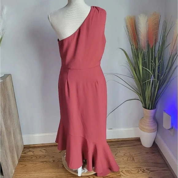 Anthropologie, New, Hutch Flounced Hem One Shoulder Midi Dress, Size Large - Picture 7 of 13